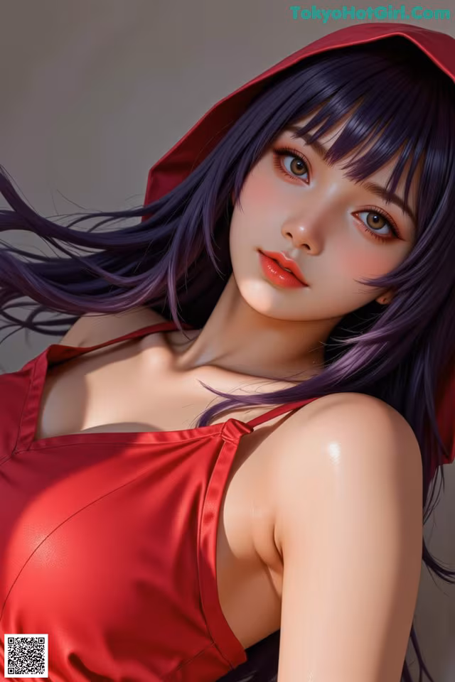 A woman in a red dress and a red hat.